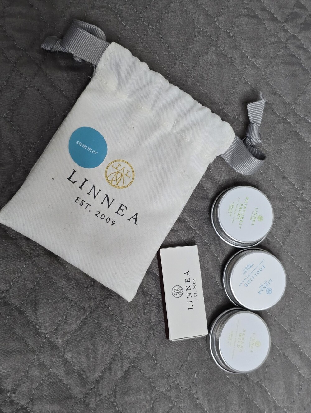 NWT LINNEA Summer Escape 3-Candle Discovery Set + Matches & Pouch